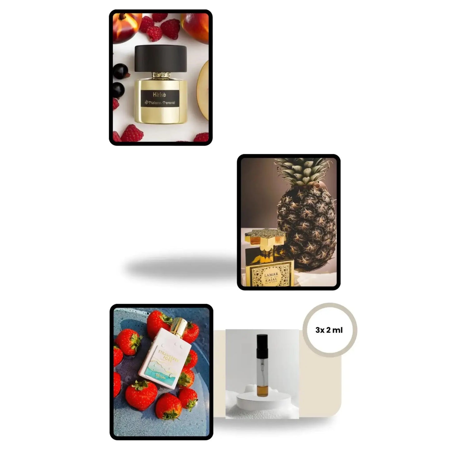 Sommer-Set Nr. 1 – Summer Seduction mit 3×2 ml Duftproben: Kajal Lamar, Salum Strawberry Pool und Tiziana Terenzi Kirke – MicheloDuft