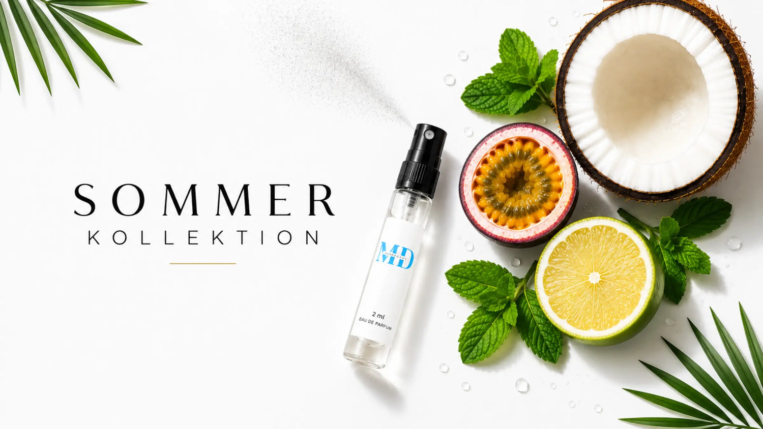 Sommerkollektion von MicheloDuft mit tropischen Duftnoten wie Kokosnuss, Maracuja, Minze und Zitrusfrüchten